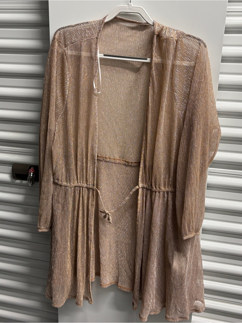 H&M Shimmery gold beach coverup with tie waist NWT